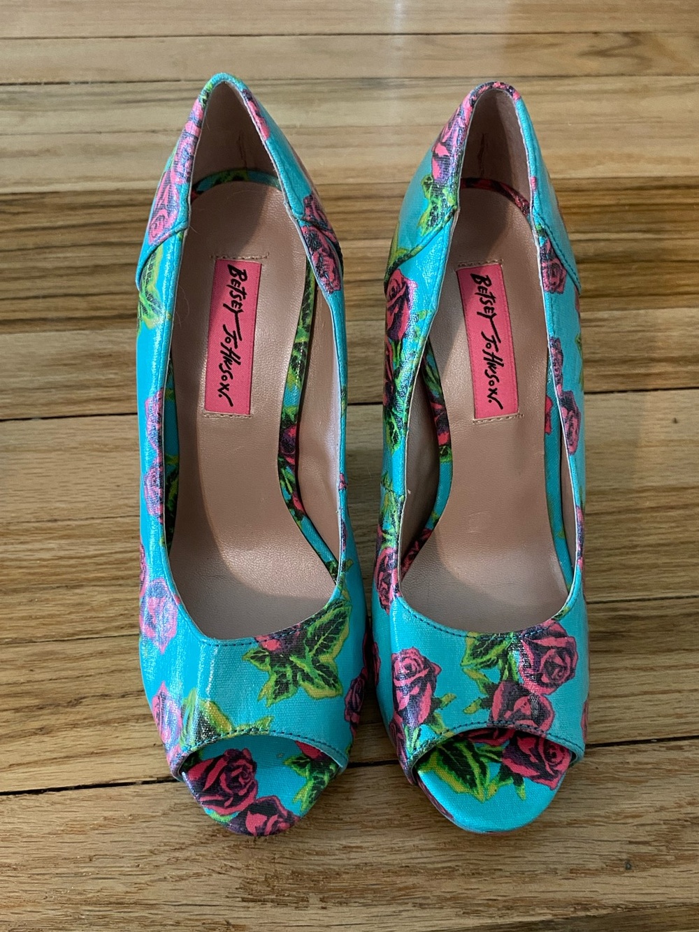 Betsy Johnson floral block heels